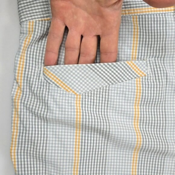 Lululemon Men's Kahuna Shorts Gray Orange Plaid Lightweight 8.5" Inseam Sz 34 - Picture 4 of 16